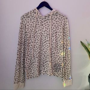 Jordan White Cheetah Long Sleeve Hoodie Top